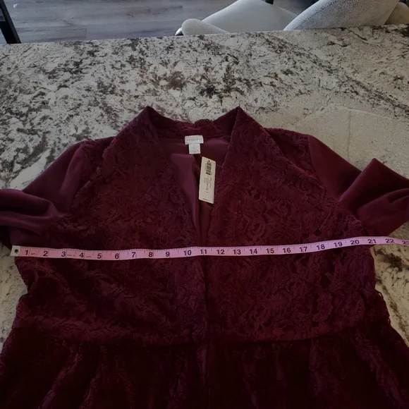 Chico's Red Maple Faux Suede and Lace Jacket - Picture 12 of 16